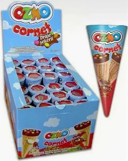 SOLEN ozmo cornet вафельный рожок с кремом из фундука с конфетами-драже 25г /24