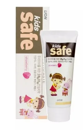 CJ LION паста зубная детская kids safe клубника 3-12лет 90г