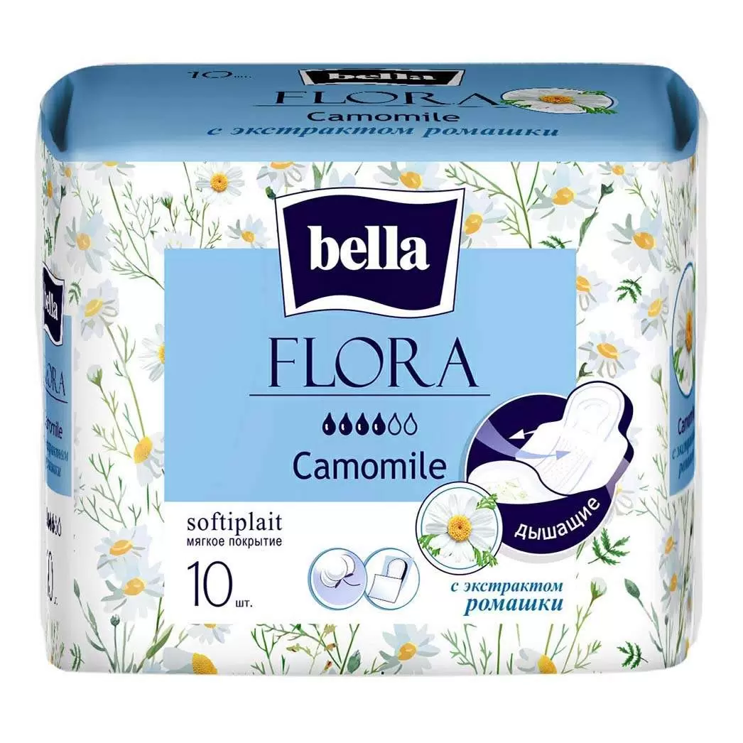 BELLA Flora прокладки впитывающие с экстрактом ромашки 10шт