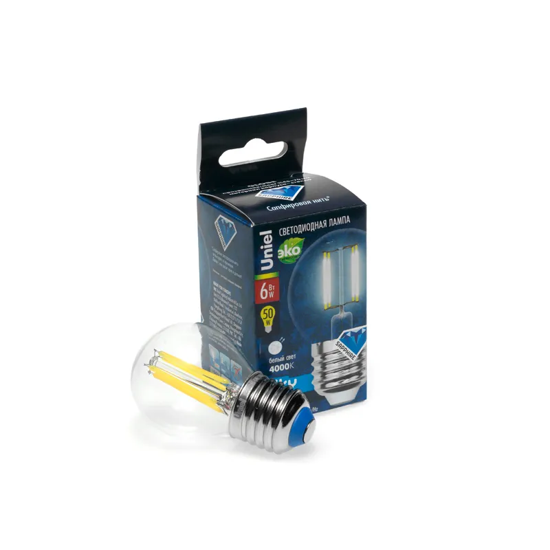 UNIEL лампа светодиодная sky белый свет LED-G45-6W/NW/E27/CL PLS02WH