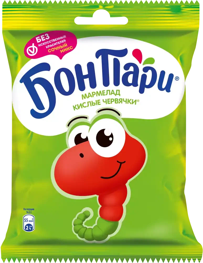 Мармелад жевательный Бон Пари Сласти-Мордасти Кислые червяки 75г; 15