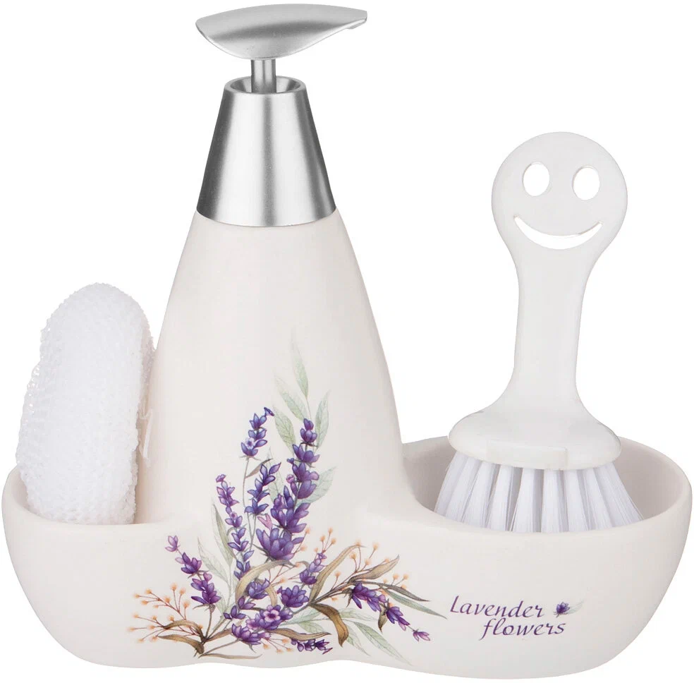 ДУША ПРОВАНСА комплект: дозатор д/моющего ср., губка, щетка 755-221
