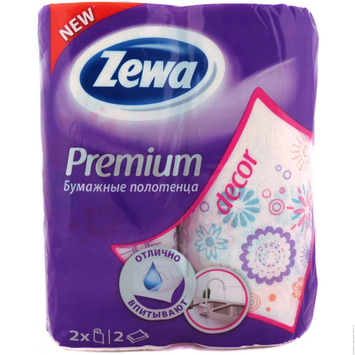 ZEWA полотенце бумажное кухонное premium decor 2сл 2рулона