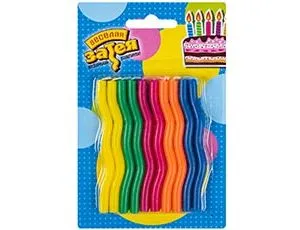 ВЕСЕЛАЯ ЗАТЕЯ набор свечей д/торта зигзаг 10шт 1502-1135