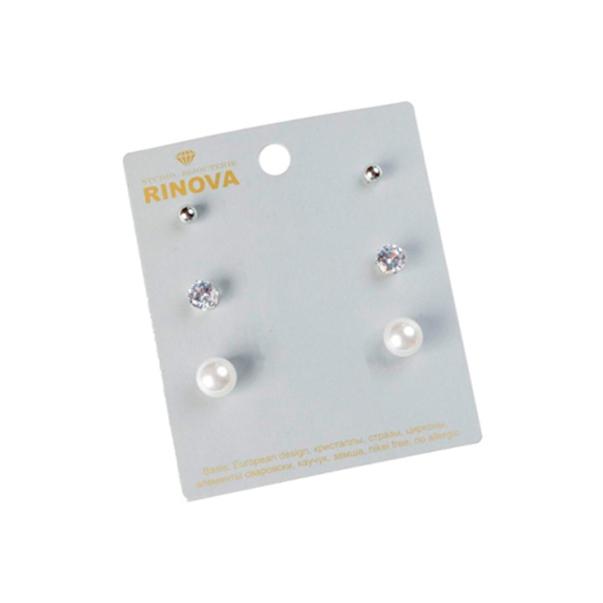 RINOVA серьги серебро, стразы, жемчуг 161436