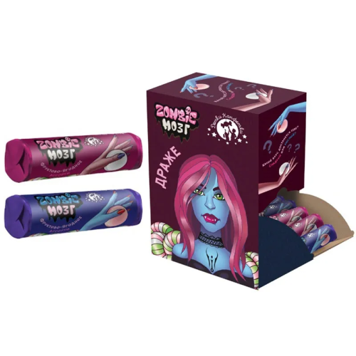 МОЗГ ZOMBIE драже ассорти вампирши розово-белые супер кислые и сладкие 15г/60