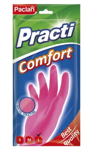 PACLAN перчатки резиновые practi comfort цв.розовый р.L/10