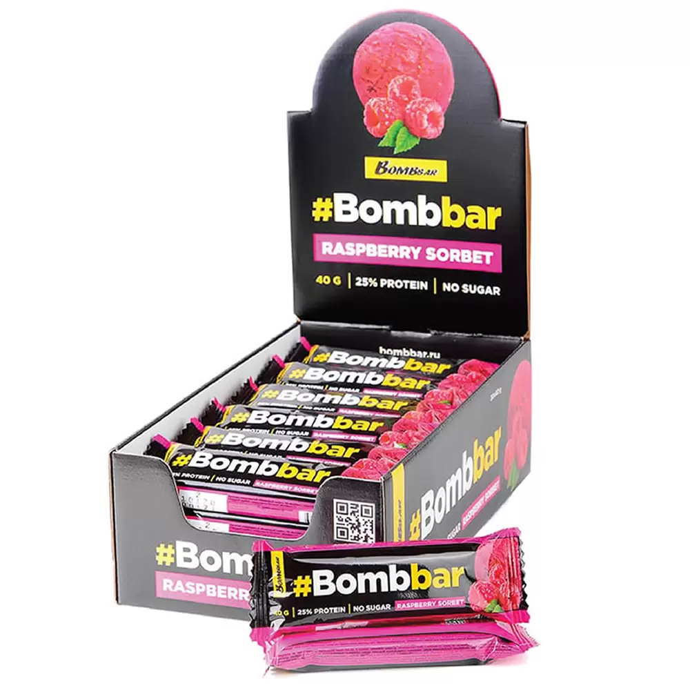BOMBBAR батончик глазированный малиновый сорбет 40г/30