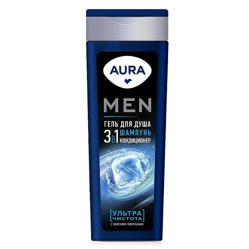 AURA MEN гель д/душа 3в1 ультра чистота 380мл