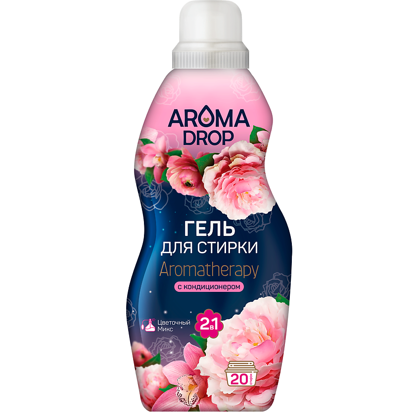 AROMA DROP гель д/стирки 2в1 аromatherapy цветочный микс 1л (6)