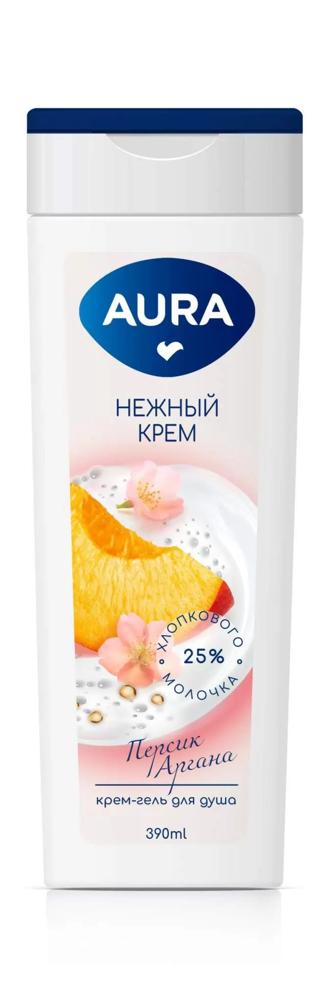 AURA крем-гель д/душа персик и аргана 390мл