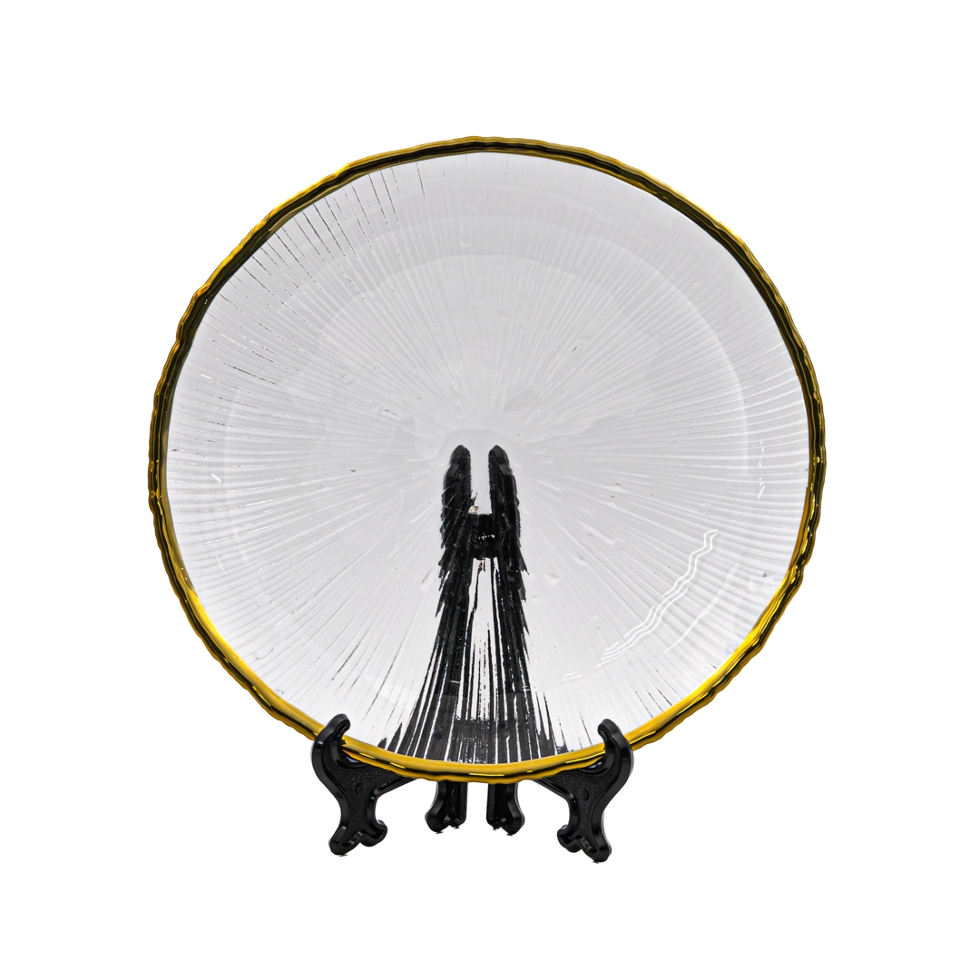 Блюдо стеклянное золотой край 26,8см арт.EA013