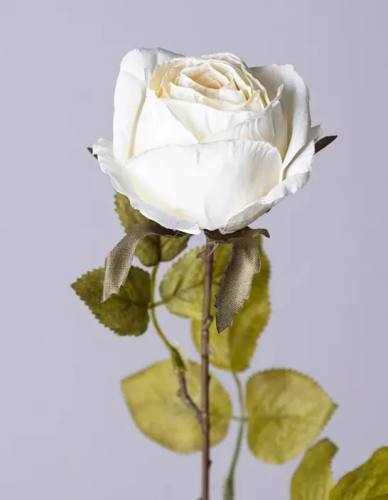 Цветок искусственный роза цв.белый 72см 535-370