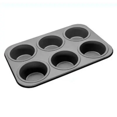 Форма д/выпечки кексов и пирожных 6 ячеек серый 26,5*17,5*3см YL-A01