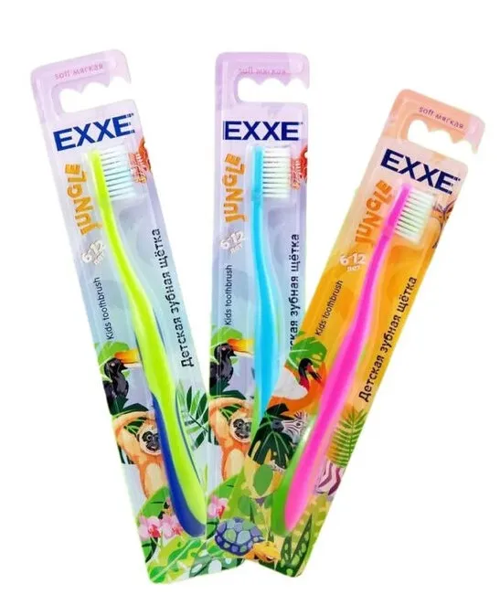 EXXE щетка зубная детская джунгли мягкая 6-12 лет