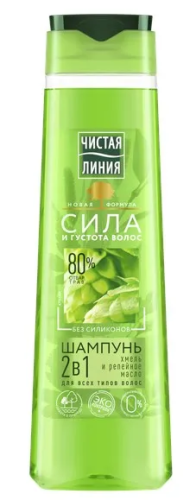 ЧИСТАЯ ЛИНИЯ шампунь д/всех типов волос 2в1 хмель 400мл
