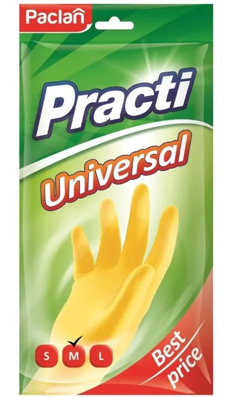 PACLAN перчатки резиновые practi universal цв.желтый р.M/10