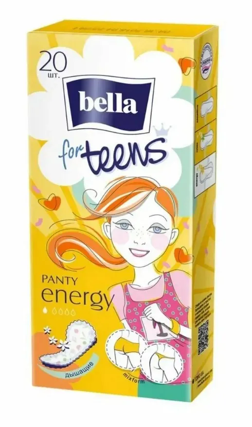 BELLA прокладки ежедневные teens energy deo 20шт 2252