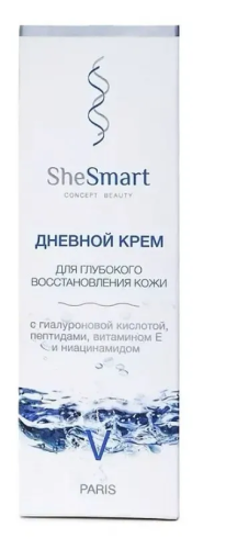 SHESMART крем дневной д/глубокого восстановления гиалурон пептиды и витамин Е 50мл