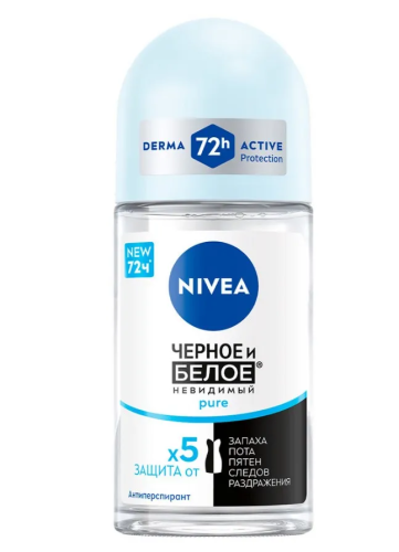 NIVEA антиперспирант жен. невидимая защита pure голубой 50мл ролл 82234
