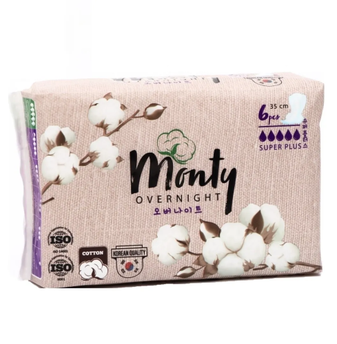 MONTY прокладки ultra soft overnight 6шт