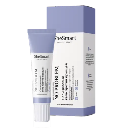 SHESMART гель против прыщей салициловый д/жирной кожи noproblem premium 15мл