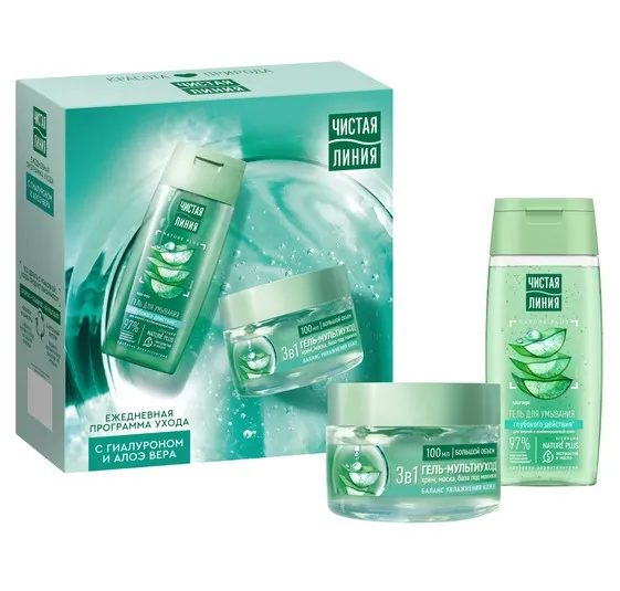 ЧИСТАЯ ЛИНИЯ набор подарочный ежедневный уход: гель д/умывания, гель д/лица