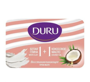 DURU мыло туалетное 1+1 глина&кокос масло 80г/24
