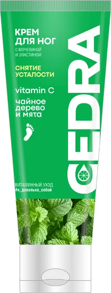 CEDRA крем д/ног тонизирующий с мочевиной и эластином чайное дерево и мята 75мл