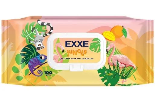 EXXE салфетки влажные детские джунгли 100шт
