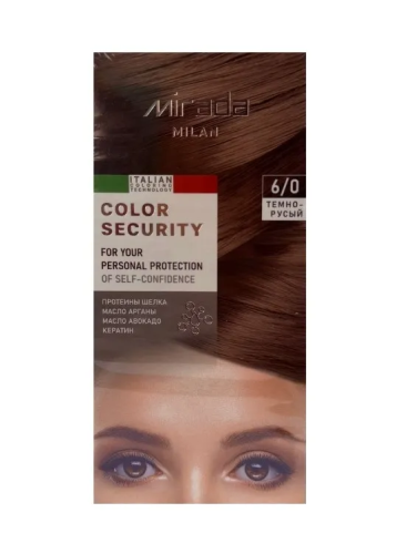 MIRADA MILAN краска д/волос с протеинами шелка кератином арганой и авокадо 6.0 т.русый