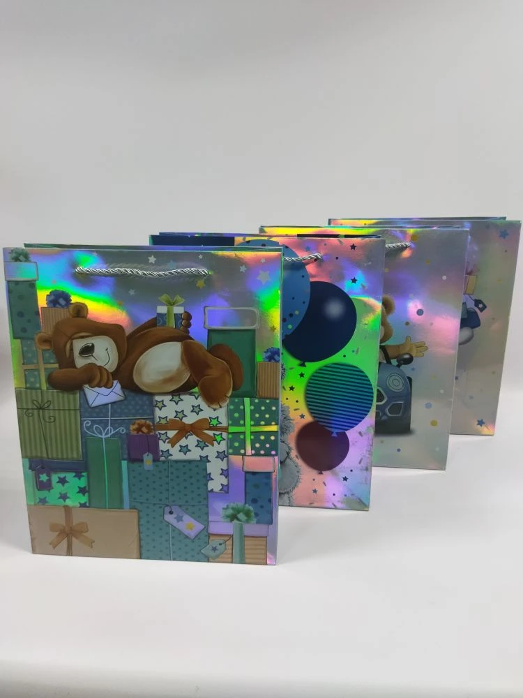 Пакет подарочный голографический 26*32*10 Мишки поздравляют EJ25340