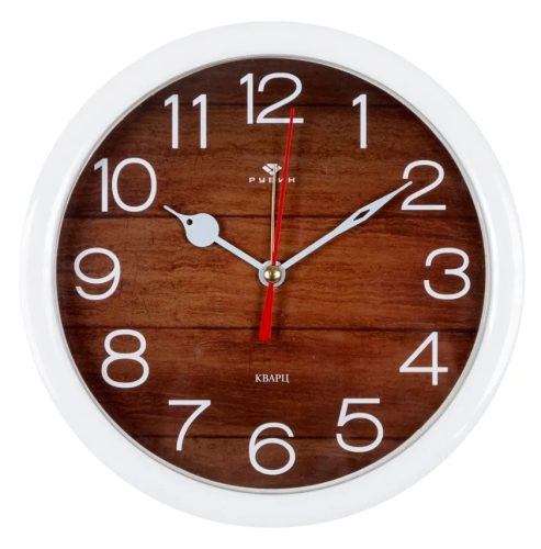 РУБИН будильник кварц цв.белый дерево 15см В4-039/20