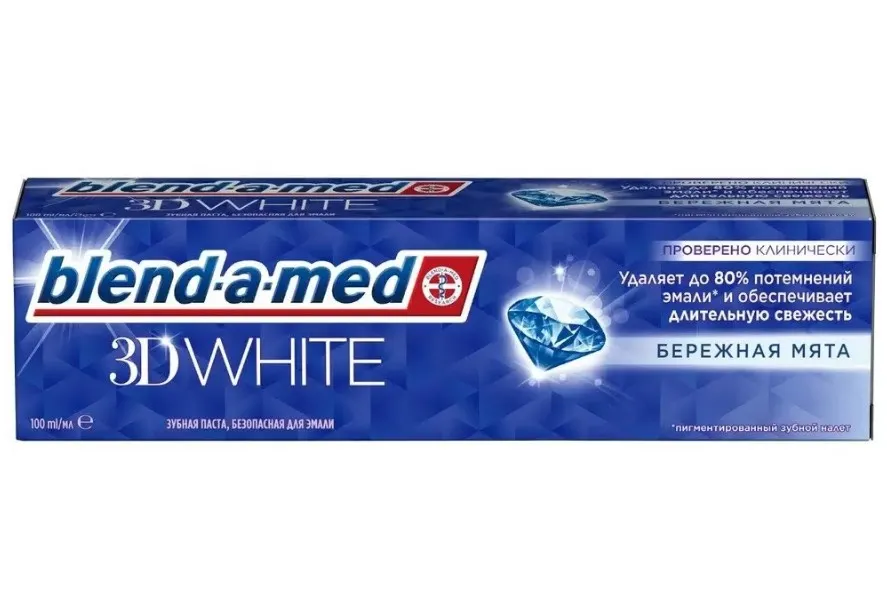BLEND-A-MED паста зубная 3d white бережная мята 100мл 581/646/393