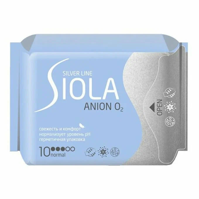 SIOLA Silver Line прокладки ультратонкие с анионным вкладышем normal 10шт
