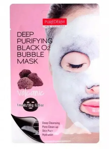 PUREDERM маска д/лица вулканическая пузырьковая кислородная очищение 20 г