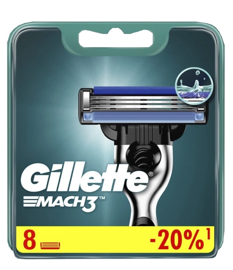 GILLETTE Mach3 кассеты сменные д/бритья муж. 8шт 092/472/965