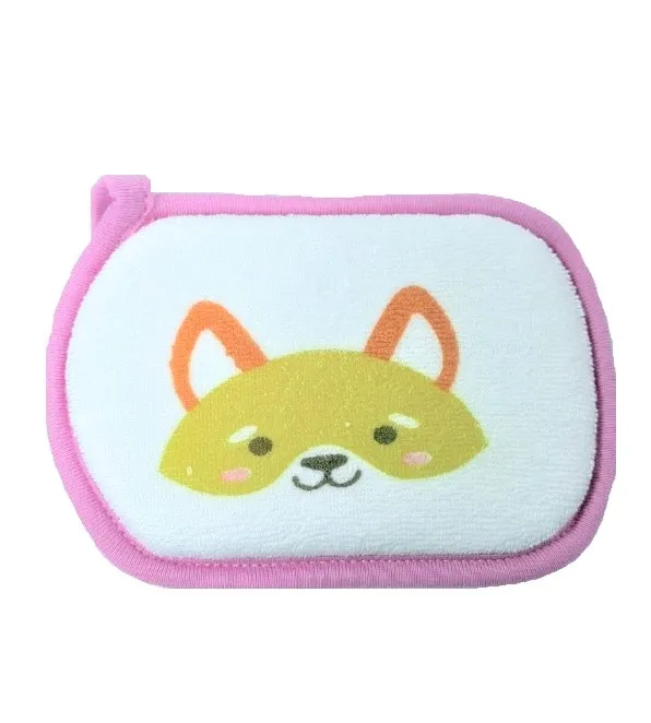 Губка для тела махра Животные 12*7.5см ED25433