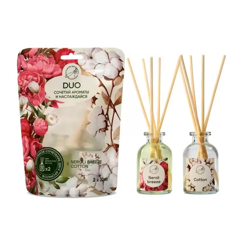 AROMA HARMONY набор диффузоров ароматических duo neroli breeze/cotton 2шт 30мл