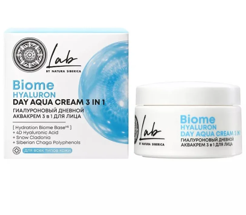 LAB BIOME аква крем 3 в 1 д/лица дневной гиалуроновый 50мл 5825