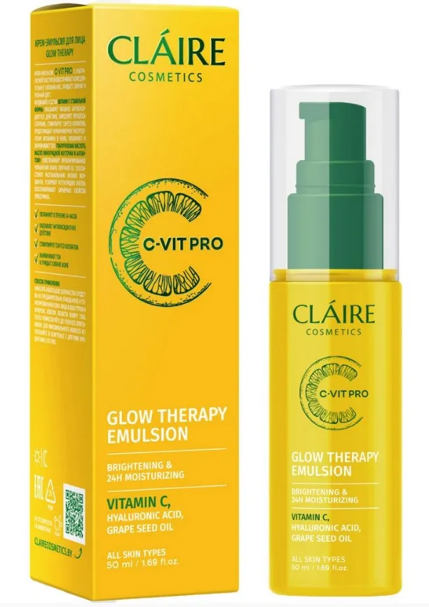 CLAIRE крем-эмульсия д/лица glow therapy c-vit pro 50мл