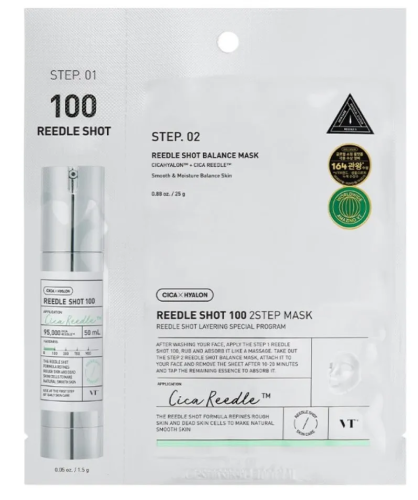 VT COSMETICS маска тканевая двухфазная с микроиглами reedle shot 100 2step mask 25г+1,5г