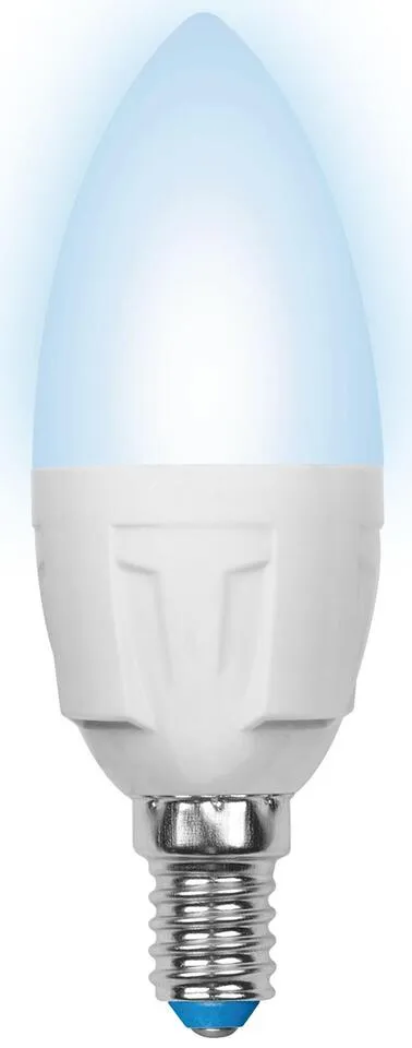 UNIEL лампа светодиодная свеча матовая белый свет LED-C37 7W/NW/E14/FR PLP01WH