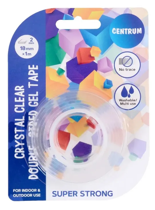 CENTRUM лента клейкая crystal гелевая двусторонняя 1,8см*2м 80144