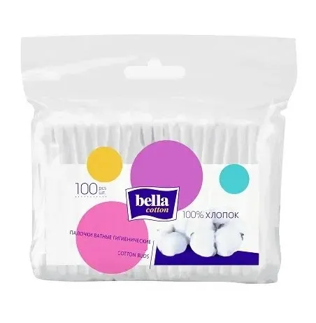 BELLA Cotton палочки ватные п/э 100шт
