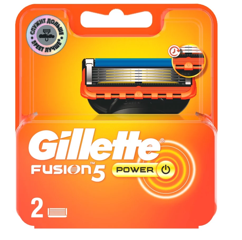 GILLETTE Fusion кассеты сменные д/бритья муж. power 2шт 170/107/097