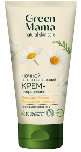 GREEN MAMA крем-гидробаланс д/лица ночной ромашка и масло зародышей пшеницы 100мл