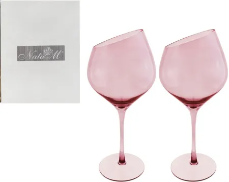 NATAM набор бокалов д/вина скошенный розовый 2шт 520мл 542-2