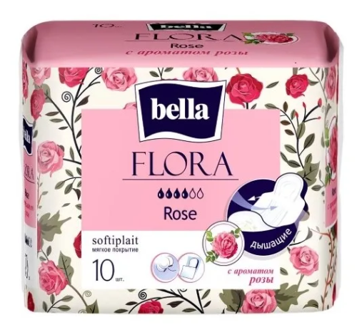 BELLA Flora прокладки впитывающие с ароматом розы 10шт
