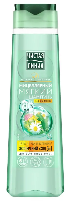 ЧИСТАЯ ЛИНИЯ шампунь д/всех типов волос сила 5 трав 400мл                                          